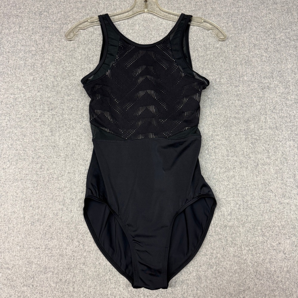 Balera | Dance Leotard | Size SA | Black | Laser Cut Mesh Crisscross Back 2801